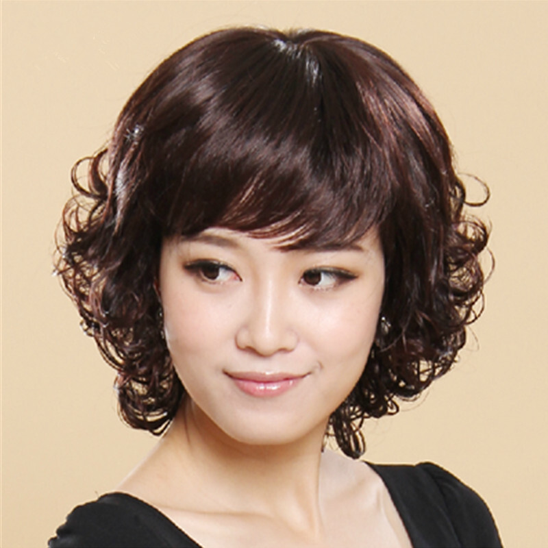 假发 老年女假发女短发时尚假发送妈妈女短卷发中老年妈妈款整顶假发头套假发