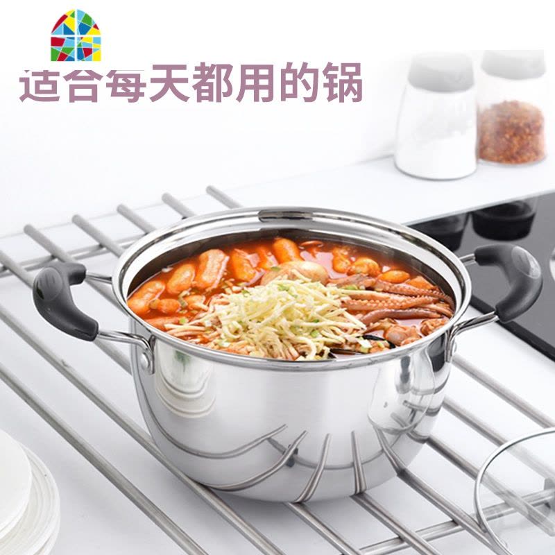 不锈钢奶锅不粘锅牛奶锅小奶锅宝宝加厚热奶锅电磁炉煤气炉 FENGHOU 24cm单层底双耳图片