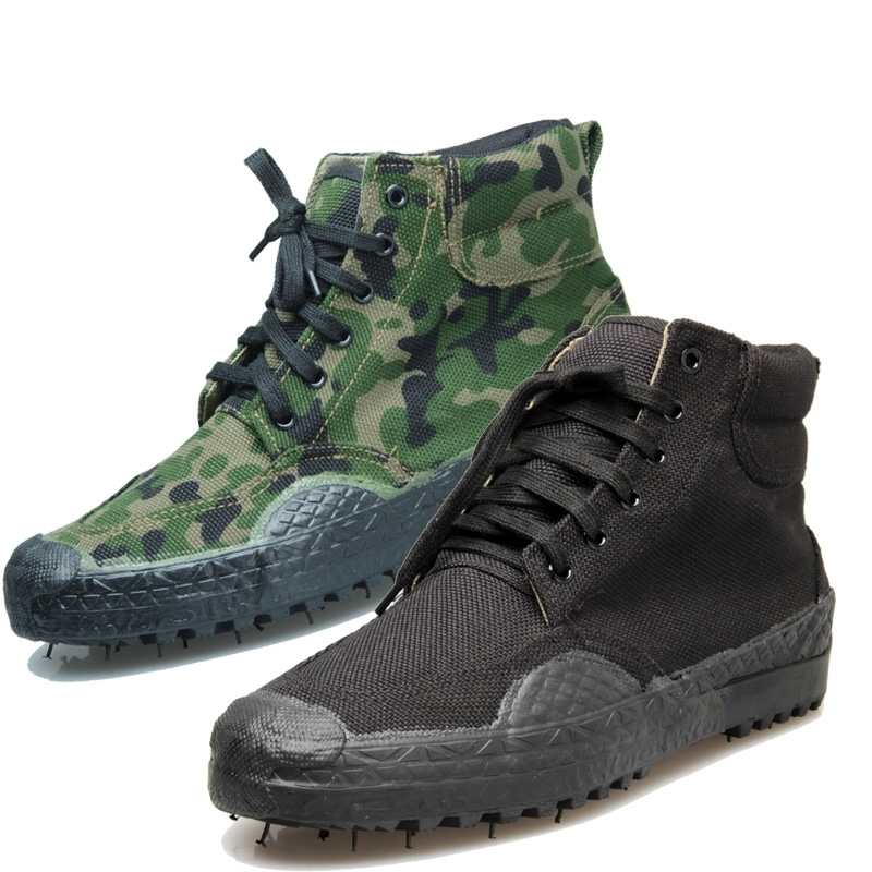 3537迷彩解放鞋男高帮作训鞋耐磨军训工地帆布工作鞋劳保胶鞋丛林迷彩
