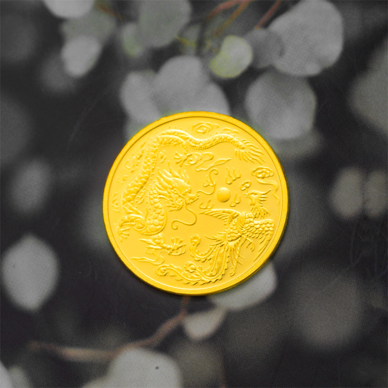 素竹 足金/黄金Au9999金币 新款“龙凤呈祥”8克金章 投资金条 投资收藏赠礼 支持回购 “龙凤”8克金章高清大图