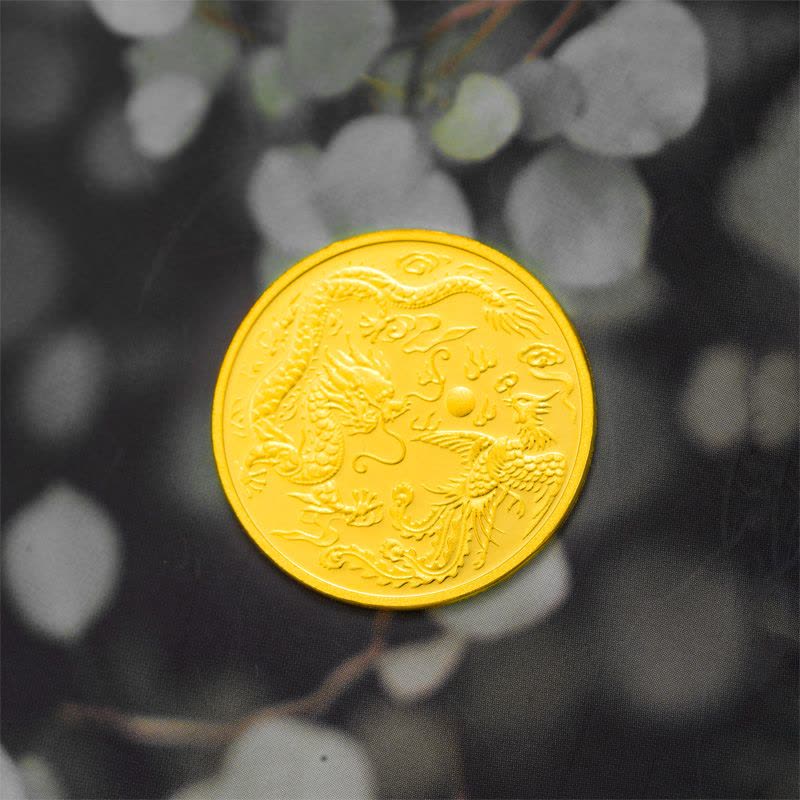 素竹 足金/黄金Au9999金币 新款“龙凤呈祥”8克金章 投资金条 投资收藏赠礼 支持回购 “龙凤”8克金章图片