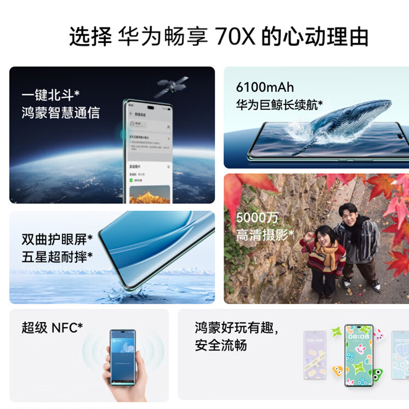 华为畅享 70X 256GB 湖光青 手机巨鲸长续航 双曲护眼屏 五星超耐摔 鸿蒙曲面屏手机高清大图