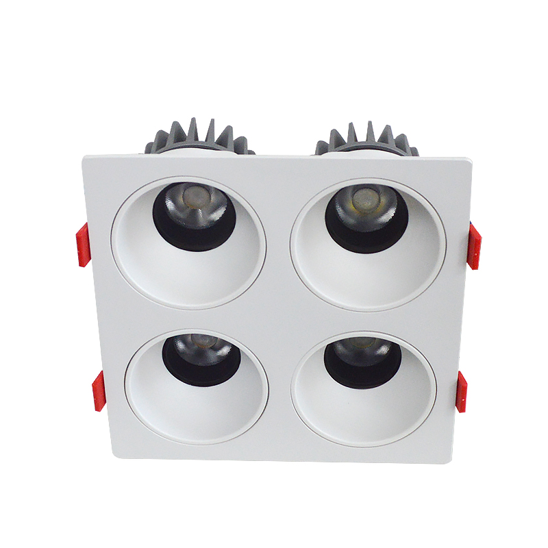 LED射灯 防眩光 嵌入式 白架+黑杯-四头15W*4白光高清大图