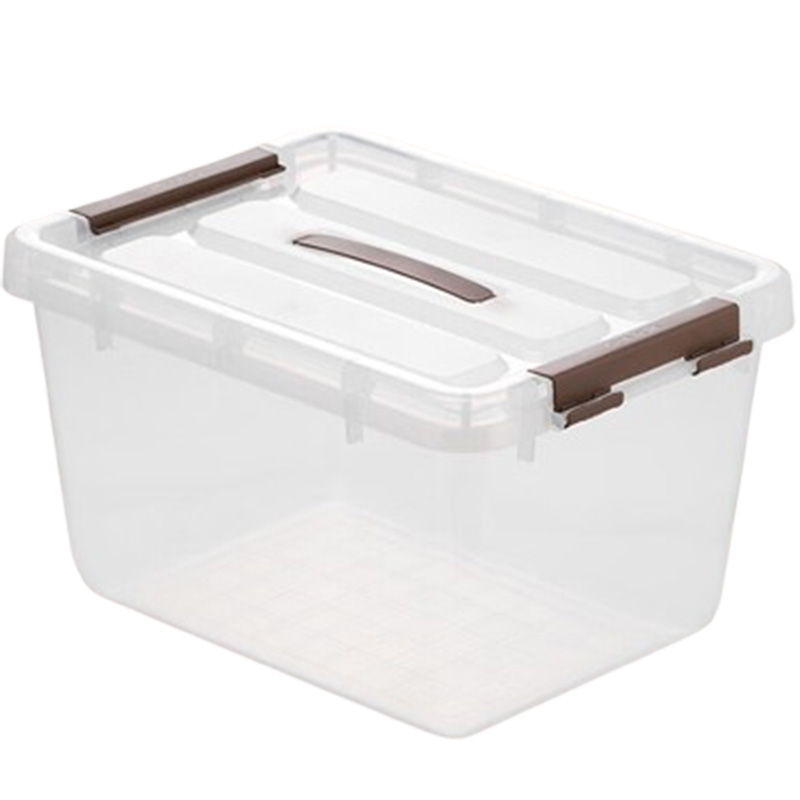 茶花收纳箱24L集纳透明可视杂物手提塑料框带提手152011