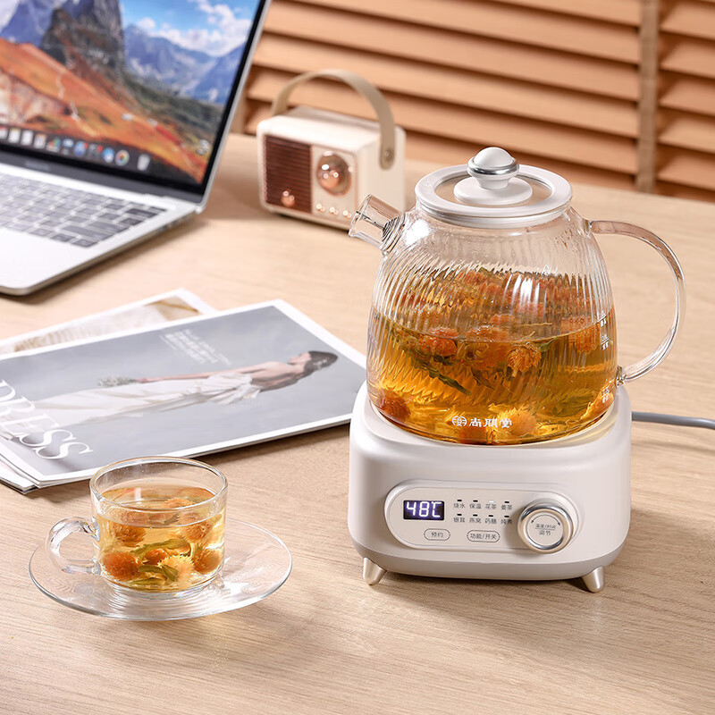 尚朋堂 1L养生壶家用办公室恒温养生杯多功能烧水壶 SPT-HC801D-H65 燕麦白高清大图