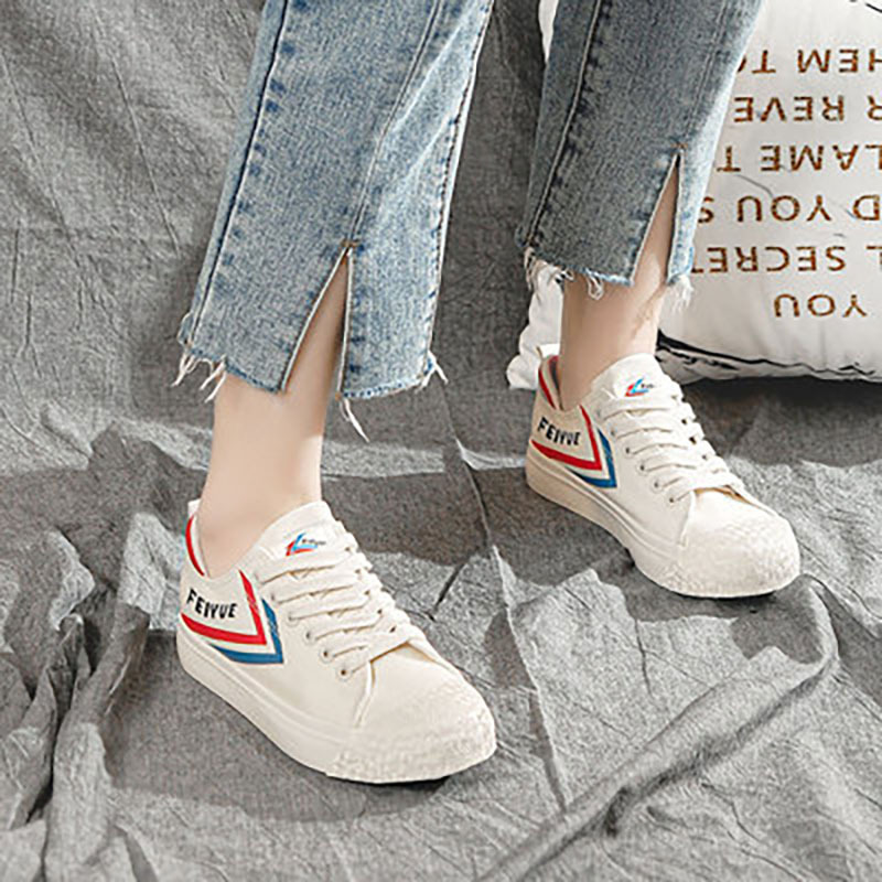 Feiyue/飞跃女鞋低帮帆布鞋米色系带休闲潮流百搭新款男鞋2255