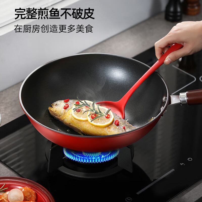 龙的(longde)精铁不粘三件套 健康无涂层铁锅明火燃气炒菜锅 LD-TZ802-3高清大图