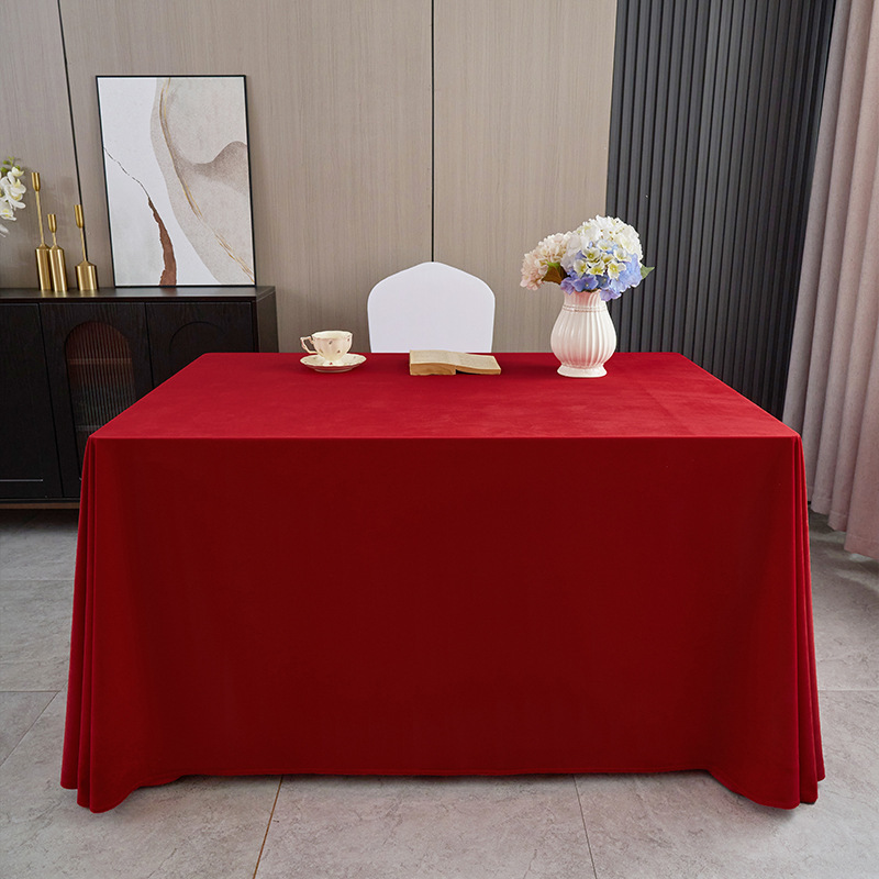 七梭 酒店会议桌布 酒红色 200*260cm 方形瑞典绒布台布摆摊婚庆背景绒布高清大图