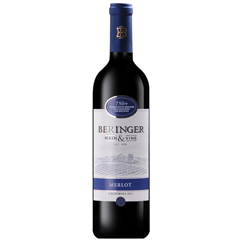 贝灵哲(Beringer)加州梅洛红葡萄酒红酒 750ml 美国进口