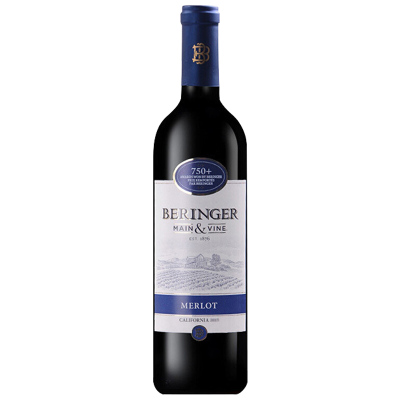贝灵哲(Beringer)加州梅洛红葡萄酒红酒 750ml 美国进口