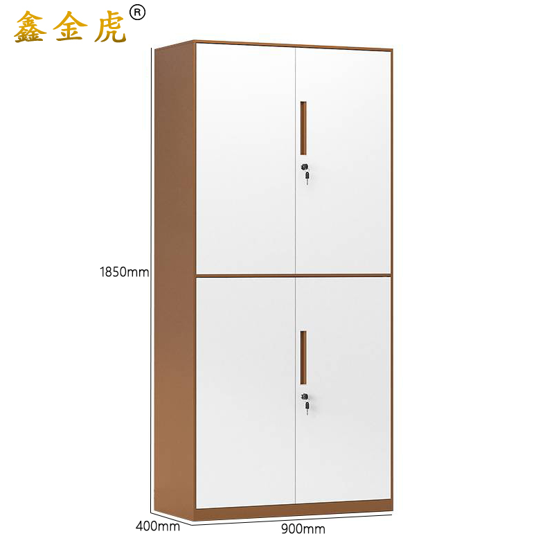 鑫金虎通双节文件柜咖白色资料储物柜N5 900*400*1850mm高清大图