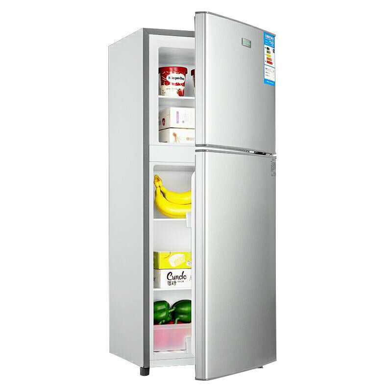 冷藏冷冻静音小型家用宿舍节能两门冰箱黑色玻璃款158双门冷冻双层