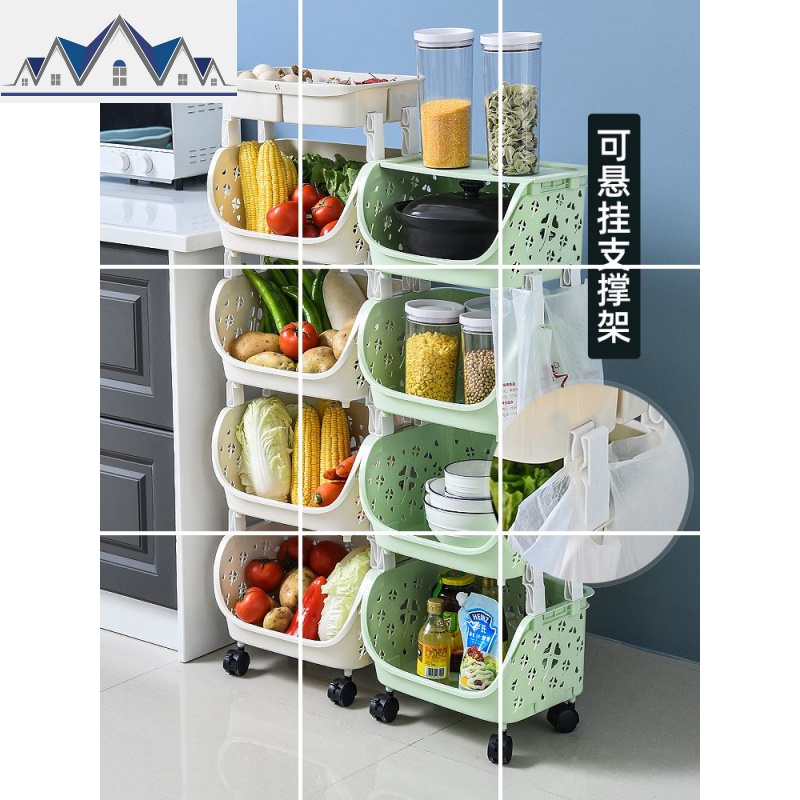 家用厨房用品置物架水果蔬架子篮子储物落地多层收纳筐蔬菜摆放架 三维工匠高清大图