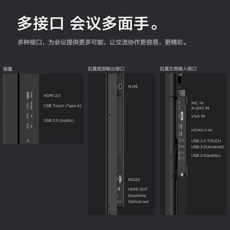 联想(Lenovo) 86英寸商用视频会议平板 智能会议教学触控一体机 远程视频会议大屏(BM86ts+投屏+壁挂)