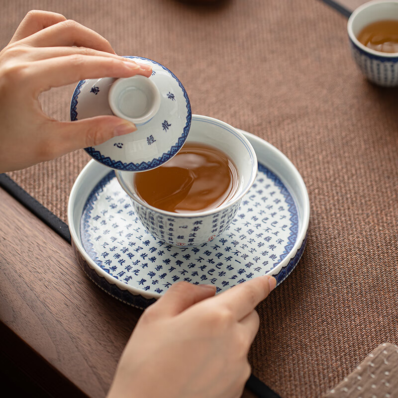 苏氏陶瓷/SUSHI CERAMICS SS010 青花心经盖碗小套装 (单位:套)高清大图