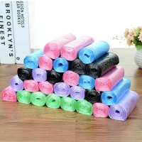 生活日用清洁用品5卷装彩色中大号加厚垃圾袋一次性家用点断式厨房收纳塑料袋简约现代