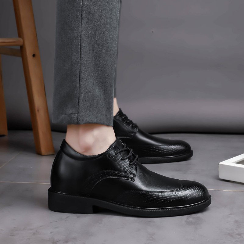 okker bulls澳克公牛男鞋春季搭配西装商务正装皮鞋男增高鞋厚底真皮