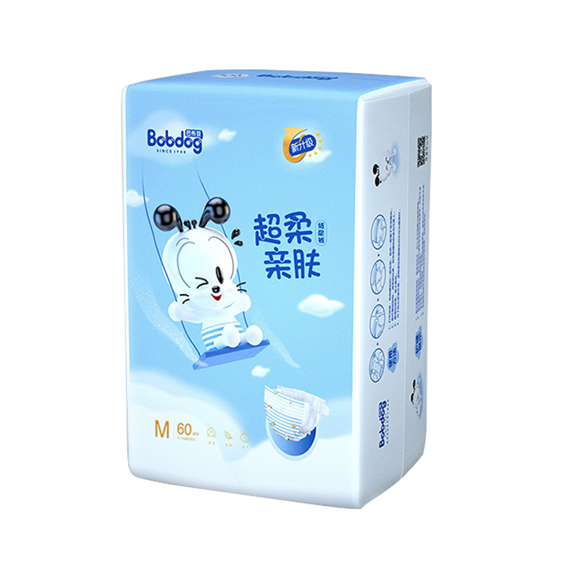 巴布豆超柔亲肤婴儿轻柔纸尿裤M60片宝宝尿不湿