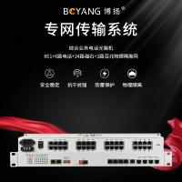 博扬 综合业务光端机 8E1+6路电话+24路磁石+2路百兆物理隔离网 单纤40km 机架式1对价