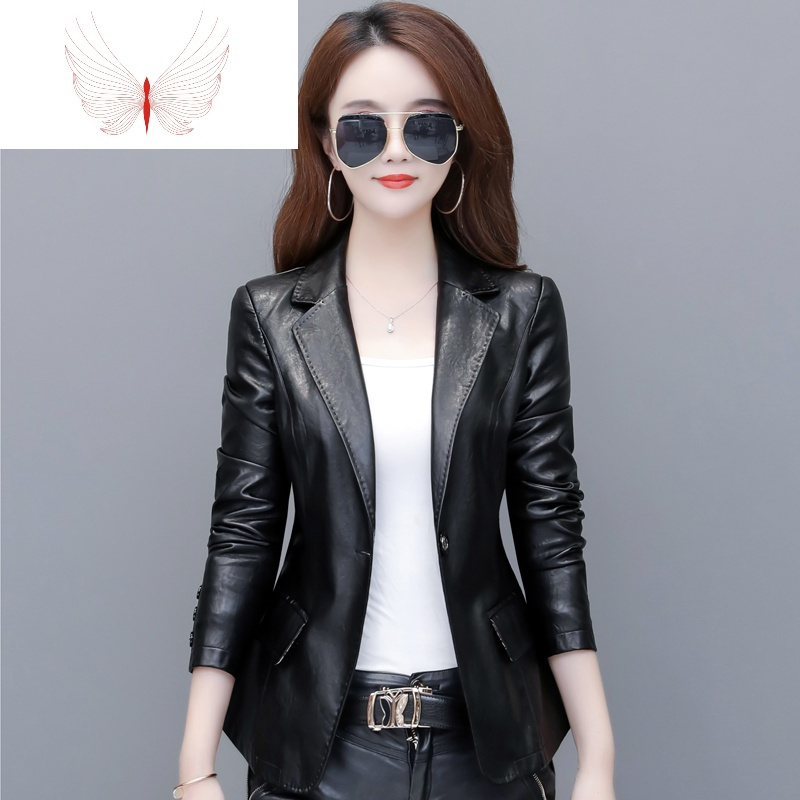 2020春季新款海宁皮衣女短款外套修身显瘦韩版大码皮夹克小西装潮