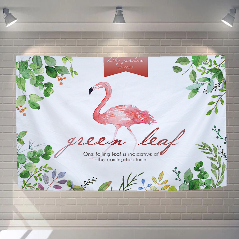 汐岩背景布挂布少女房间宿舍改造卧室直播拍照床头边装饰挂毯 叶子鸟【2*1.5米高】送灯