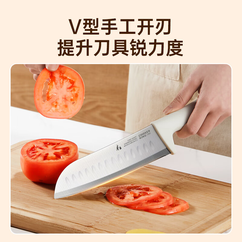 炊大皇大白刀具5件套DJ05DB一套趁手刀具坚固、耐磨、锋利刀身舒适趁手,久用不累,切菜又快又省心高清大图