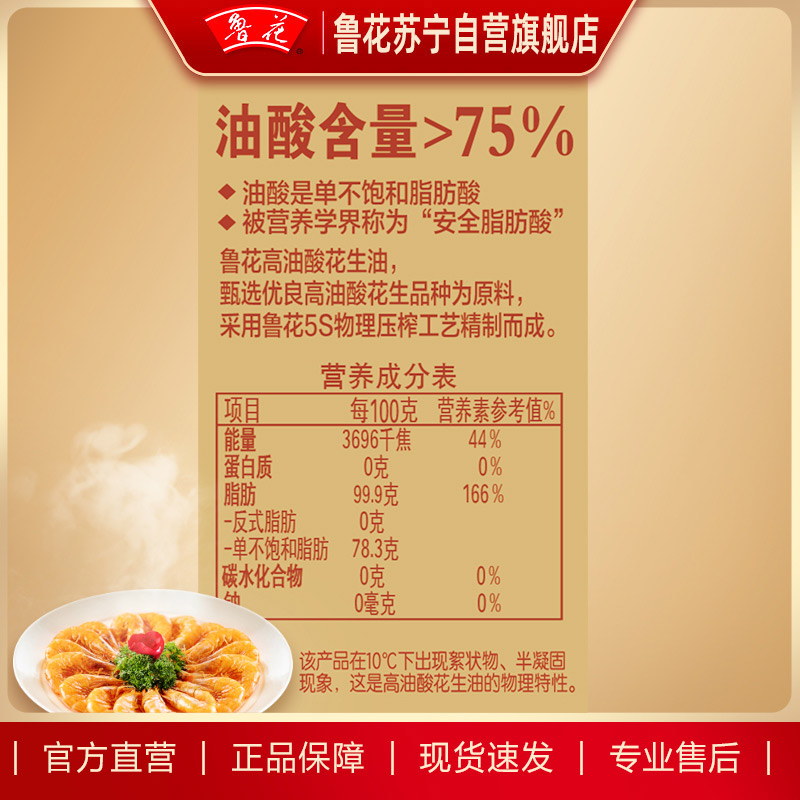 鲁花高油酸花生油750mL*2 食用油 粮油 礼品 家用炒菜 植物油 营养健康轻食 送礼佳品 物理压榨 香浓味美 团购高清大图