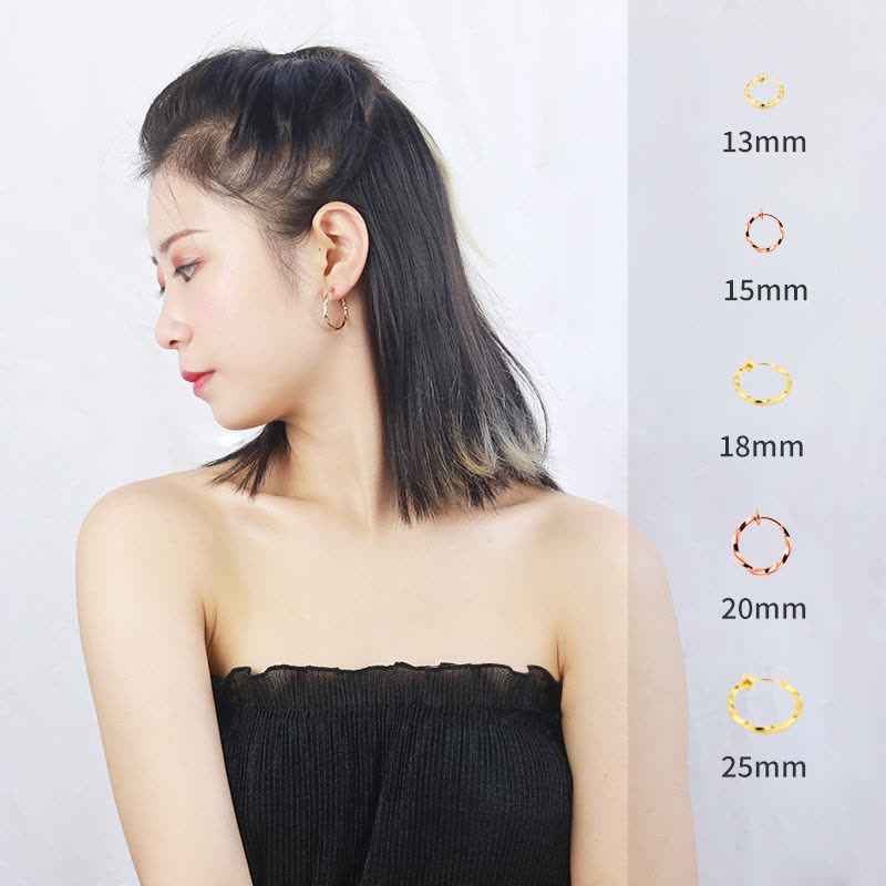 Kulana金属饰品扭花耳圈耳环玫瑰金图片