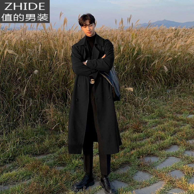 suntek风衣男日系英伦风男装中长款潮流痞帅德系战壕春秋披风大衣外套