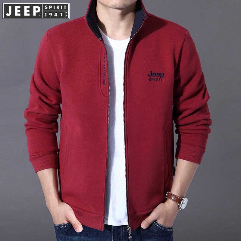 jeepspirit吉普男装卫衣宽松棉秋冬长袖外套立领开衫拉链休闲上衣