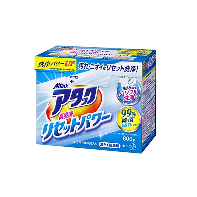 [含天然酵素]花王(KAO) 日本进口 酵素洁霸 超全效通用洗衣粉 炫白洁彩 去污去静电抗菌 0.8kg高清大图