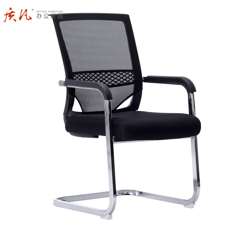 质凡 gxy-02黑色办公椅会议职员弓形椅高清大图