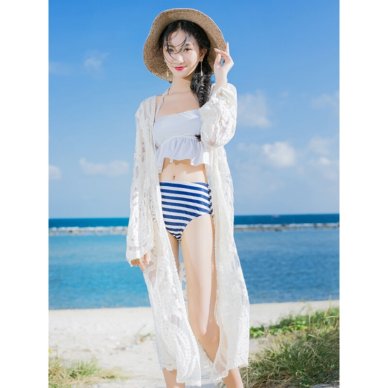 比基尼罩衫外搭披肩海边度沙滩裙蕾丝外晒衫中长款泳衣
