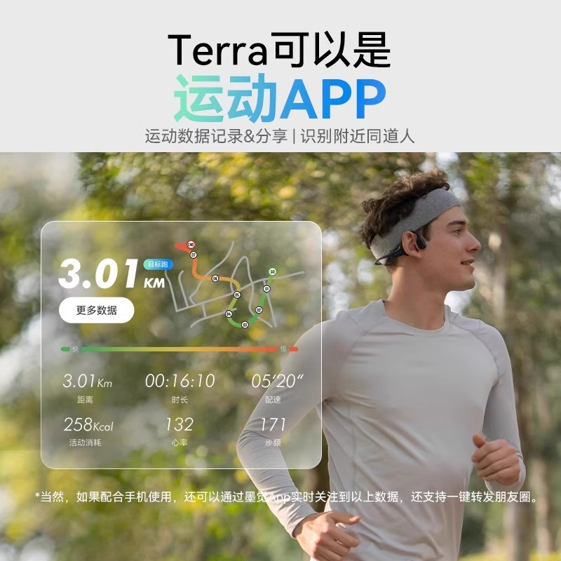 墨觉HaptiFit Terra智能骨传导耳机 ,深蓝色