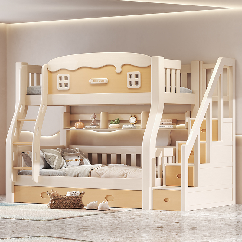 上下床双层床全实木高低床小户型大人两层橡胶木子母床上下铺木床儿童