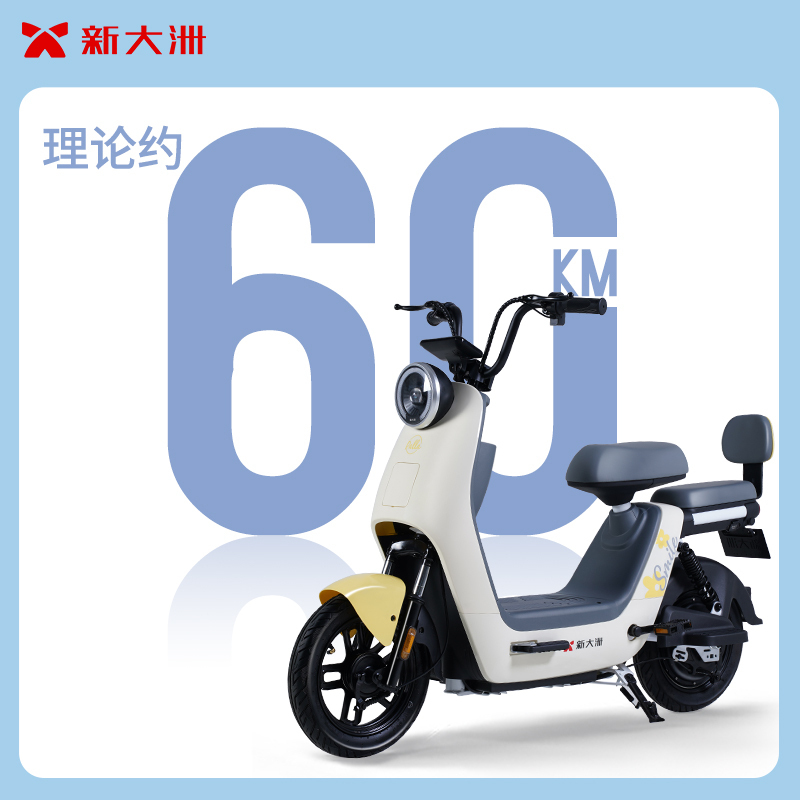 [新品首发]新大洲电动车旗舰店2023国标电动自行车女士小型心动 戚风蓝/糯糯黄