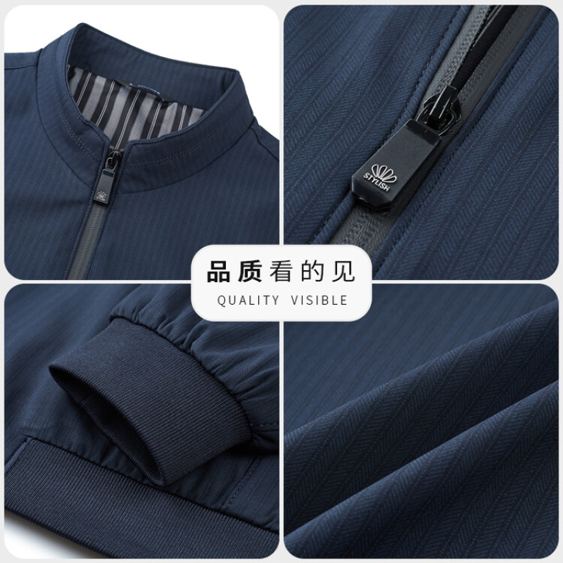 花花公子2024新款品牌商务休闲中年男士夹克外穿常规大码春秋冬立领外套