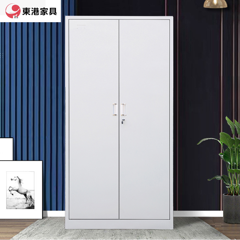 东港家具 钢制办公文件柜铁皮柜财务凭证资料柜档案柜玻璃储物书柜带锁抽屉可定制灰白色 通体文件柜