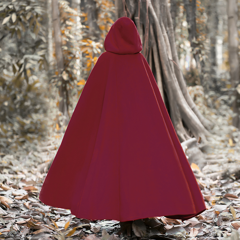 无心岳绮罗同款大斗篷毛呢大衣女外套复古小红帽披风毛呢外套