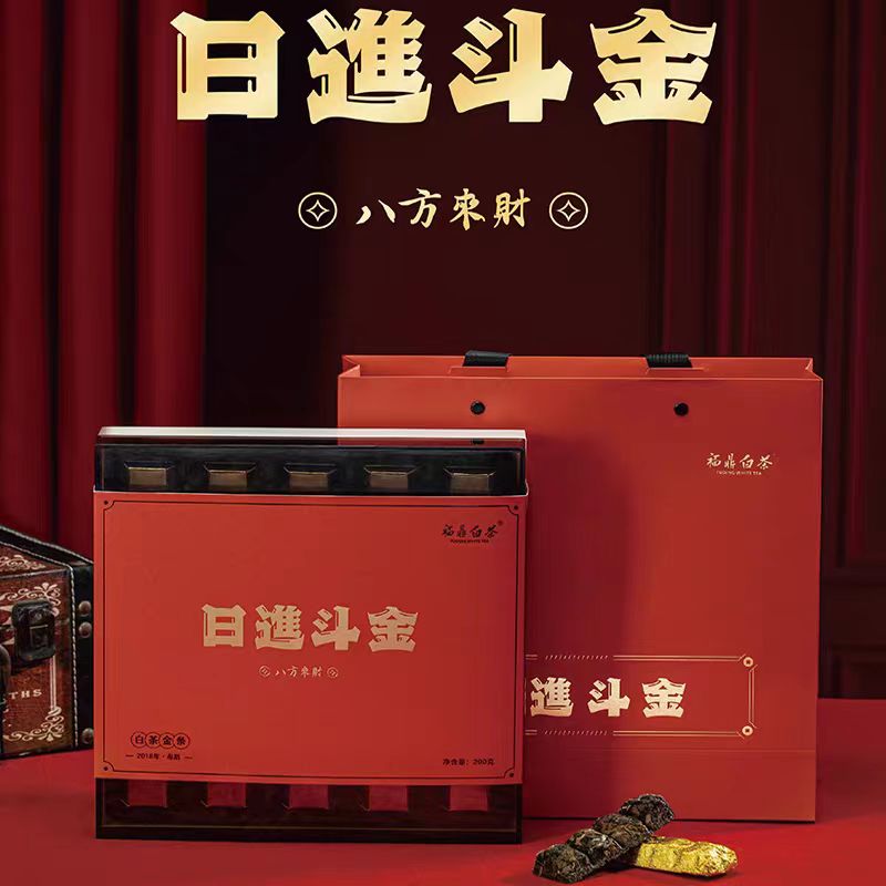多采自然 日进斗金2018年一级寿眉茶叶礼盒200g