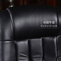 全简老板椅真牛皮四脚实木大班椅可躺头层牛皮办公椅电脑椅书房家用
