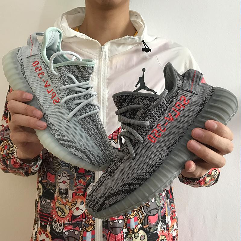 350v2椰子男鞋新灰橙纯白斑马透气情侣面运动鞋冰蓝侃爷跑步鞋