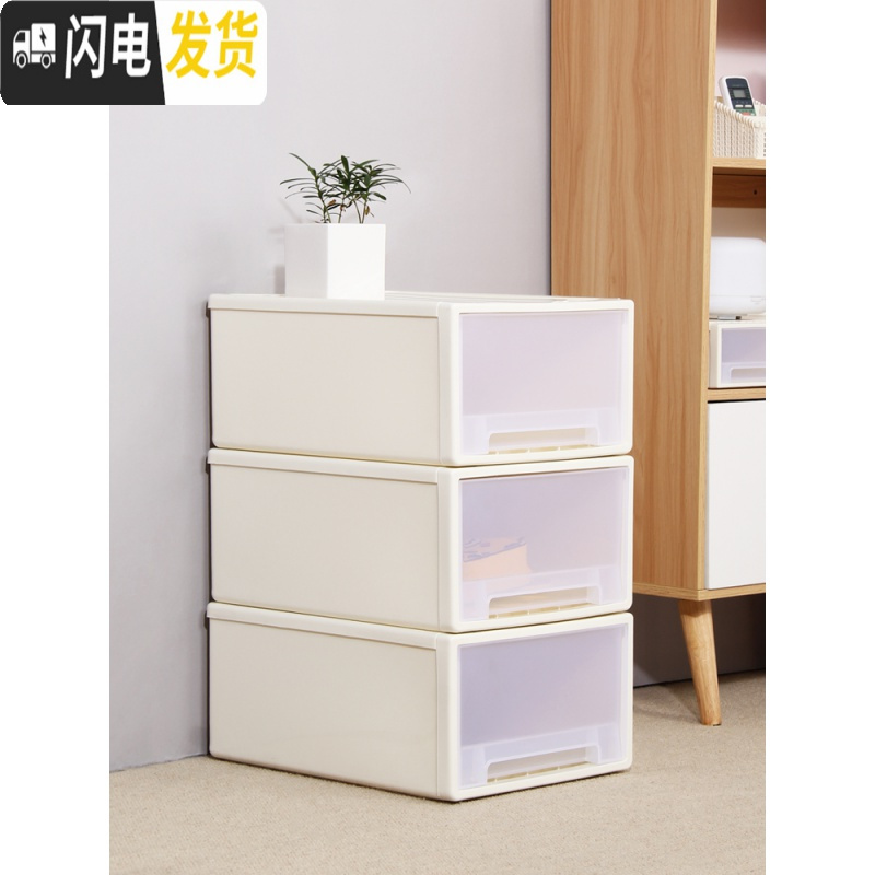 三维工匠Aniok 衣物收纳箱抽屉式衣柜整理大号家用置物盒塑料储物收纳柜子高清大图