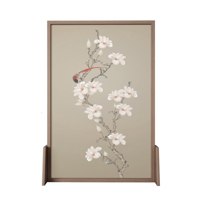 BONJEAN新中式半透装饰卧室遮挡家用隔断客厅屏风移动入户玄关办公室座屏高清大图