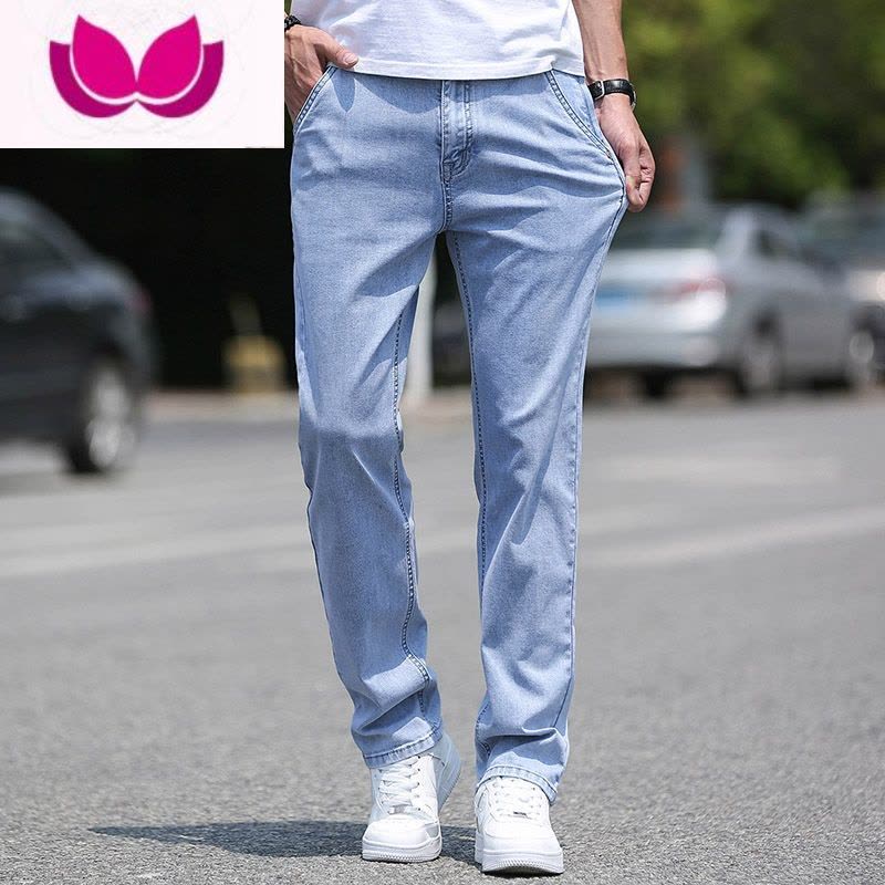 七斓2023春季男士牛仔裤男商务宽松直筒裤子男潮牌弹力夏休闲长裤图片