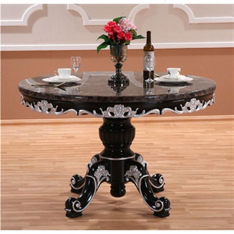 欧式餐桌椅子组合实木圆桌15米简欧大理石桌面高档餐桌现货参数