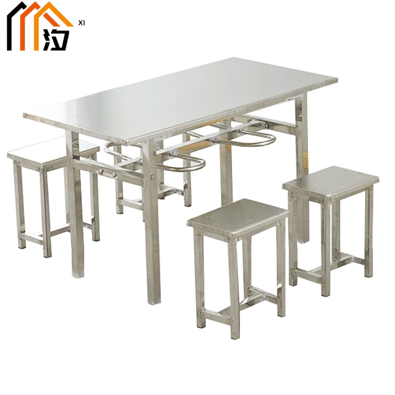 汐不锈钢餐桌四人套高清大图