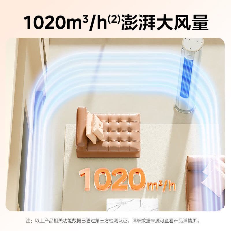 美的空调智行二代 2匹新一级能效柜机变频冷暖大风口节能省电客厅圆柜 KFR-51LW/N8YH2-1图片