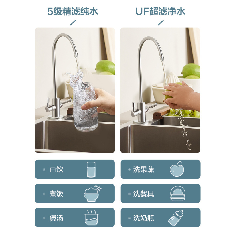 [自营]安吉尔净水器家用直饮水厨下壁挂自来水双出水反渗透RO直饮机j2375+3217前置过滤器