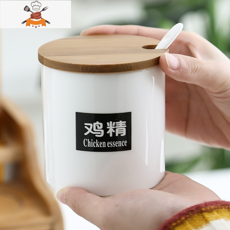 厨房调味罐日式创意家用置物架陶瓷盐罐套装玻璃油瓶调料盒组合装 敬平